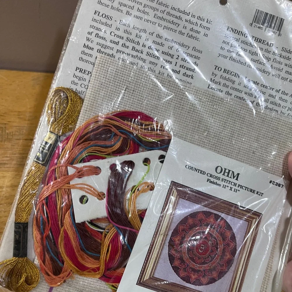 Vtg Design Works OHM Mandala Counted Cross Stitch Kit 2367 Red Gold 11x11 DIY